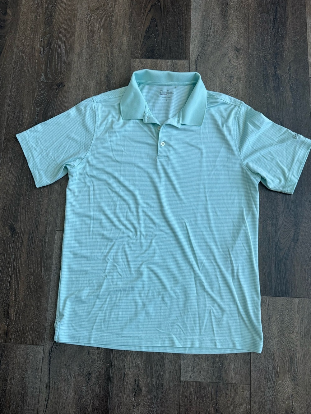 Walter Hagen Essentials Men's Aqua Micro-Striped Polo Size Large